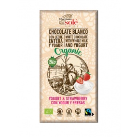 Шоколади Solé - Бял органичен шоколад с кисело мляко и ягоди